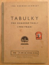 kniha Tabulky pro odborné školy i pro praxi Pomocná kniha pro strojnické školy průmyslové a odborné a pro základní odborné školy, Státní nakladatelství, oddělení odborných škol 1948