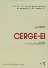 kniha A note on equilibrium uniqueness in the Baron-Ferejohn model, CERGE-EI 2011