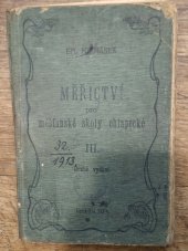 kniha Měřictví pro měšťanské školy chlapecké. III, I.L. Kober 1921