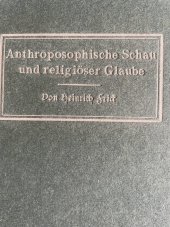 kniha Anthroposophische Schau und religiöser Glaube., Verlag 1923