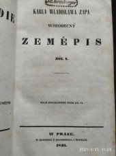 kniha Karla Wladislawa Zapa Wšeobecný zeměpis. Díl I., České museum 1846