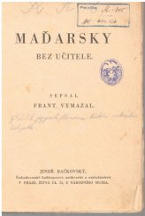 kniha Maďarsky bez učitele, Jindřich Bačkovský 1937