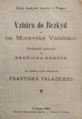 kniha Vzhůru do Bezkyd a na Moravské Valašsko, Klub českých turistů 1898