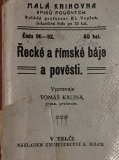 kniha Řecké a římské báje a pověsti, E. Šolc 1908