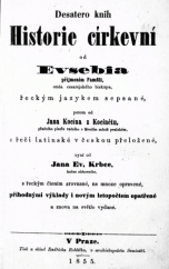 kniha Desatero knih Historie církevní, Tisk a sklad Bedřicha Rohlíčka 1855