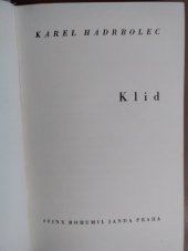kniha Klid [Román], Sfinx, Bohumil Janda 1936
