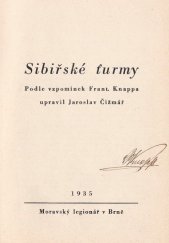 kniha Sibiřské ťurmy, Moravský legionář 1935