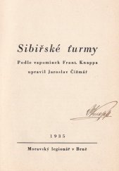 kniha Sibiřské ťurmy, Moravský legionář 1935
