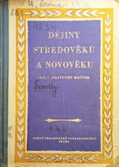 kniha Dějiny středověku a novověku Učební text pro 7. postupný ročník všeobecně vzdělávacích škol, SPN 1956