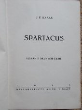 kniha Spartacus román z dávných časů, Sfinx 1925