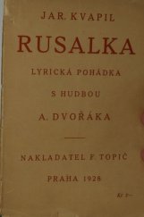 kniha Rusalka lyrická pohádka, F. Topič 1928
