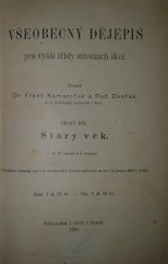 kniha Všeobecný dějepis pro vyšší třídy středních škol. První díl, - Starý věk, J. Otto 1896