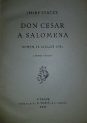 kniha Don Cesar a Salomena román ze století XVII., F. Topič 1925