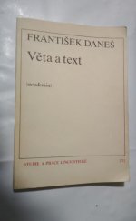 kniha Věta a text studie ze syntaxe spisovné češtiny, Academia 1985