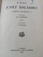 kniha Paměti lékařovy  Díl I. - Josef Balsamo I., Jos. R. Vilímek 1923
