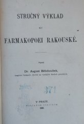 kniha Stručný výklad ku farmakopoei rakouské, A. Bělohoubek 1881