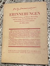 kniha Erinnerungen , Verlag 1929