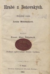 kniha Hrabě z Beňovských historický román Louisy Mühlbachové, Zikmund Bensinger 1864