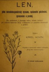 kniha Len, jeho národohospodářský význam, racionelní pěstování, zpracování a prodej, A. Reinwart 1904