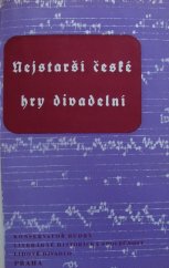 kniha Nejstarší české hry divadelní, Konservatoř hudby 1941