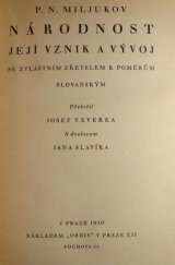 kniha Národnost, její vznik a vývoj se zvláštním zřetelem k poměrům slovanským, Orbis 1930