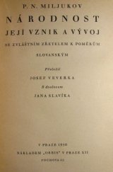kniha Národnost, její vznik a vývoj se zvláštním zřetelem k poměrům slovanským, Orbis 1930