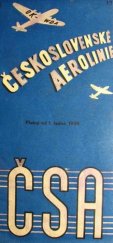 kniha Československé aerolinie Platno od 1. května 1947 : [Jízdní řád], Čs. aerolinie 1947