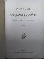 kniha Poslední Budovec Rom. ze XVII. stol., F. Topič 1924