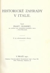 kniha Historické zahrady v Italii, Čs. Zahradnické Listy 1931