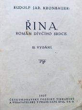 kniha Řina I[-II] Rom. dívčího srdce., Č.-mor. podniky 1927