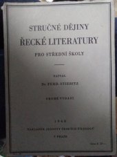 kniha Stručně dějiny řecké literatury pro střední školy, Jednota českých filologů 1940