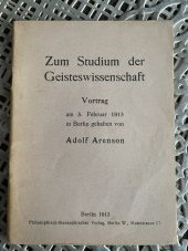 kniha Zum Studium der Geisteswissenschaft, Berlin 1913
