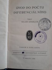 kniha Úvod do počtu diferenciálního, Jednota čs. matematiků a fysiků 1926