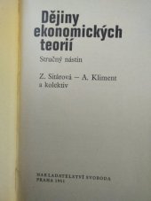 kniha Dějiny ekonomických teorií Stručný nástin, Svoboda 1981