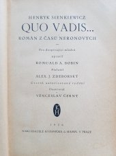 kniha Quo vadis Román z doby Neronovy, Kvasnička a Hampl 1926