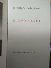 kniha Slovo a svět, Ladislav Kuncíř 1946