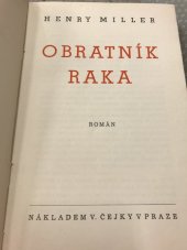kniha Obratník Raka román, V. Čejka 1938