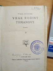 kniha Vrak rodiny Tomanovy 2. román, Českoslovanská akciová tiskárna 1925