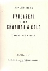 kniha Vyhlazení firmy Chapman & Cole Detektivní román, Jan Kotík 1941