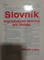 kniha Slovník lingvistických termínů pro filology, Univerzita Palackého 1999