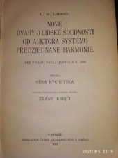 kniha Nové úvahy o lidské soudnosti od auktora systému předzjednané harmonie, Česká akademie věd a umění 1932