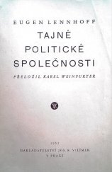 kniha Tajné politické společnosti, Jos. R. Vilímek 1932