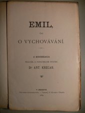 kniha Emil, čili, O vychovávání, Fr. Bayer 1889