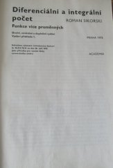 kniha Diferenciální a integrální počet Funkce více proměnných : Příručka pro vys. školy universitního směru, Academia 1973