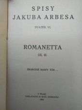 kniha Romanetta Díl III. - Zborcené harfy tón-, B. Kočí 1925