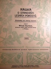 kniha Nauka o stanovišti lesních porostů Přednášky pro ústavy lesnické, Borovička 1923