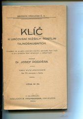 kniha Klíč k určování nižších rostlin tajnosnubných, R. Prombergr 1924