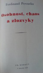 kniha Osobnost, chaos a zlozvyky, Fr. Borový 1939