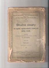 kniha Stručné obsahy ze spisů spisovatelův českých doby nové II, Fr. A. Urbánek 1923