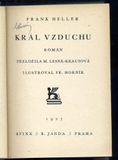 kniha Král vzduchu Román, B. Janda 1927